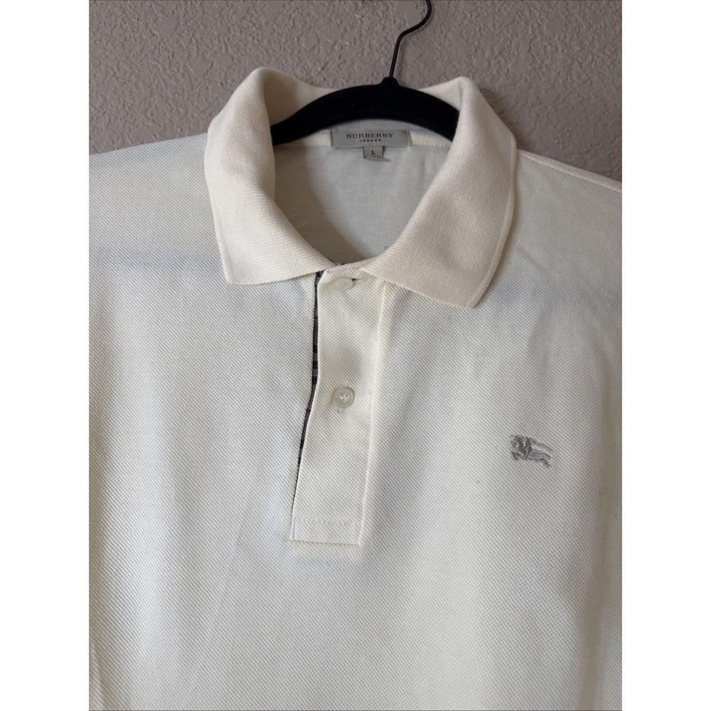 Burberry Brit Polo Shirt Men's Large Yellow Nova Check Placket Luxury Preppy